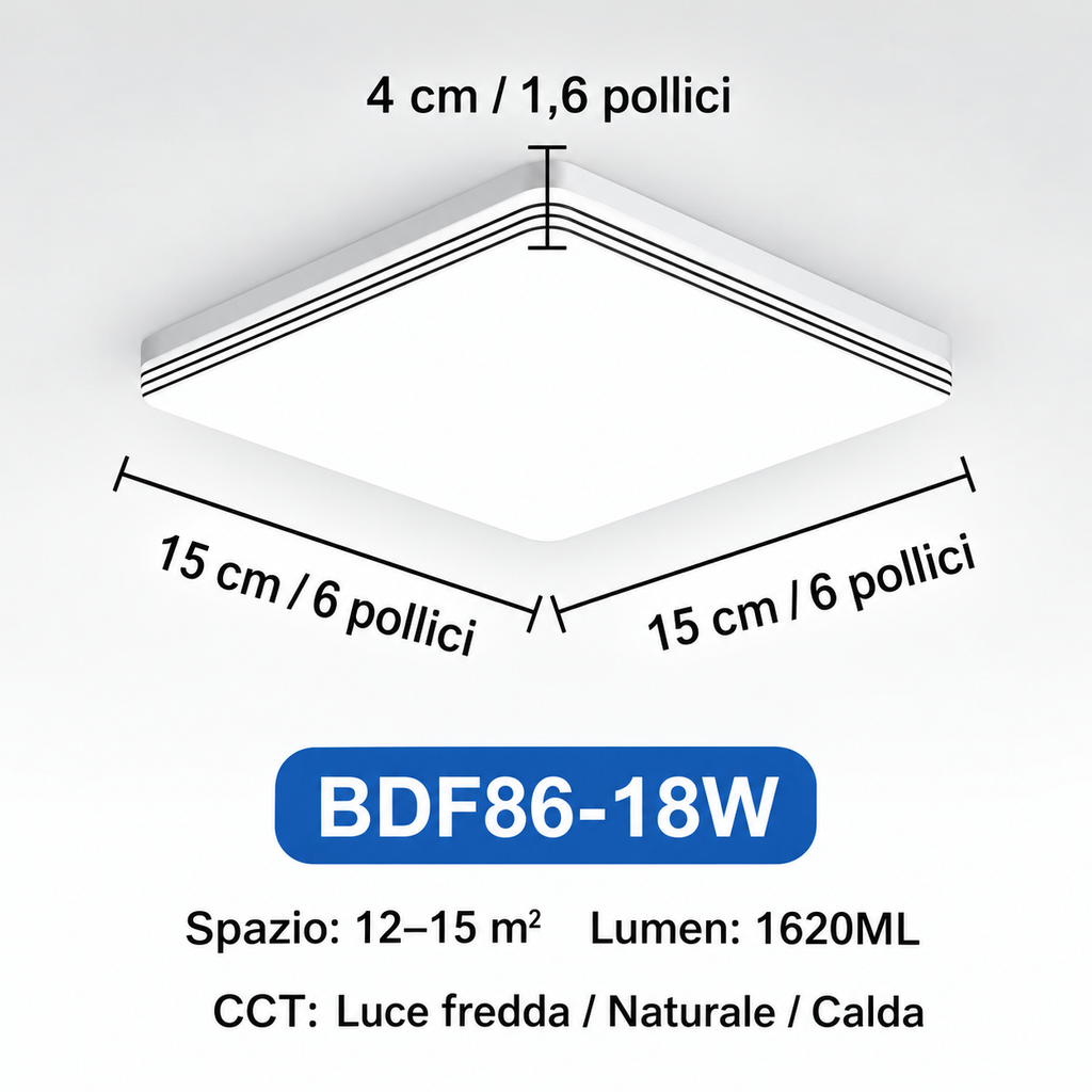 NOVOORA™ Plafoniera LED Quadrata 18W–48W