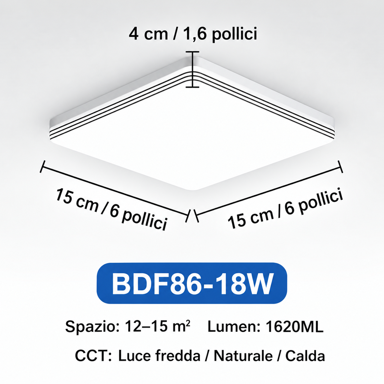 NOVOORA™ Plafoniera LED Quadrata 18W–48W