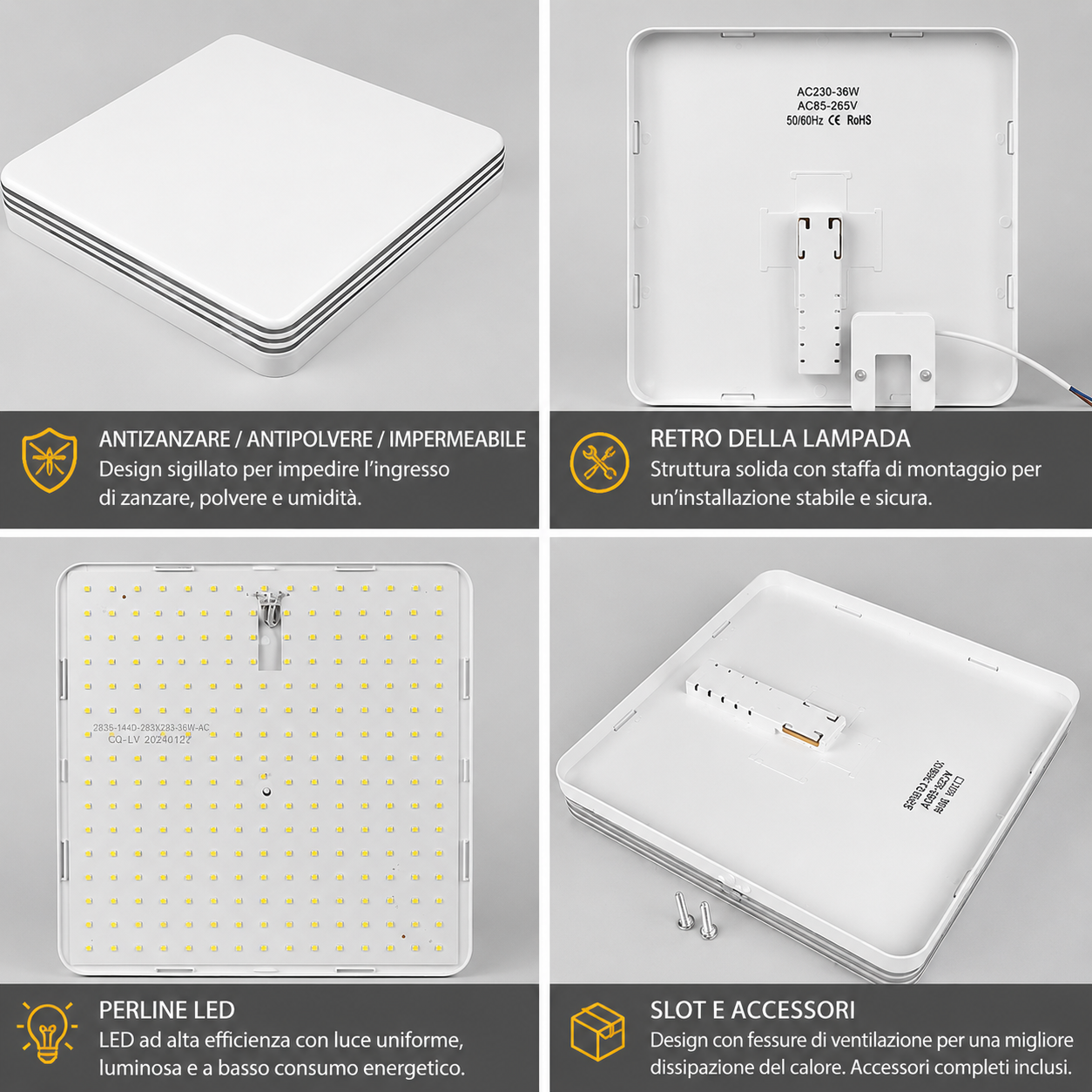 NOVOORA™ Plafoniera LED Quadrata 18W–48W