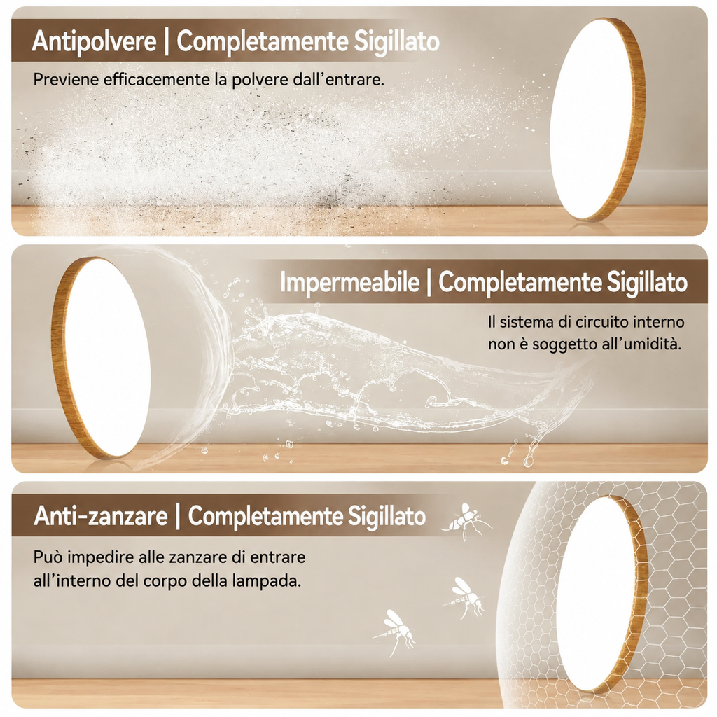 Novoora – Plafoniera LED Circolare Effetto Legno Noce
