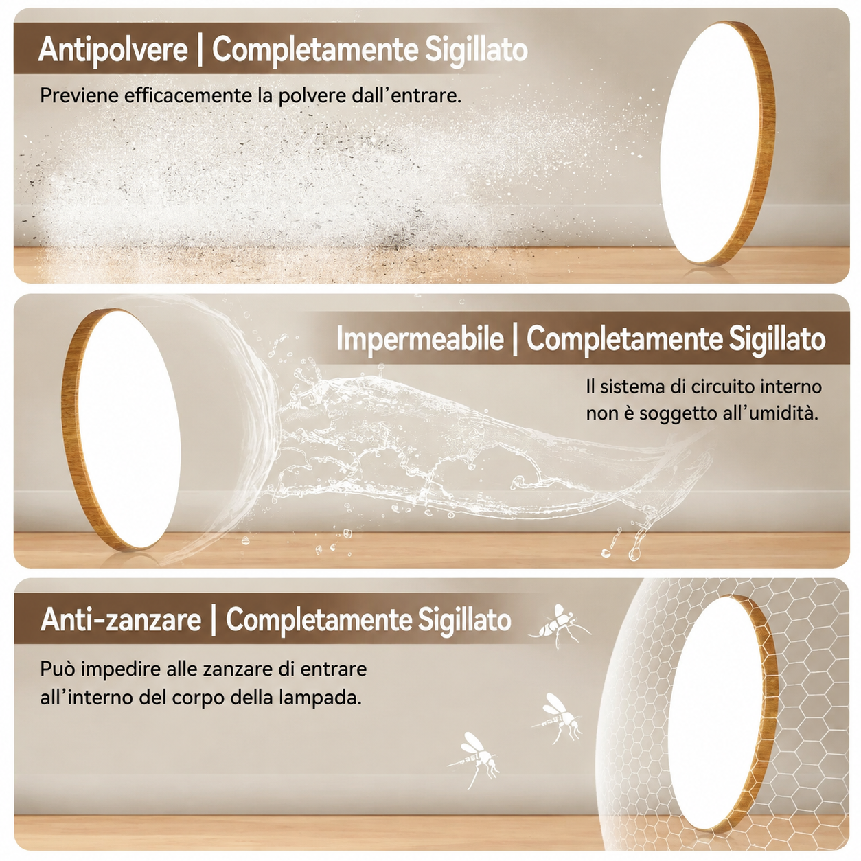 Novoora – Plafoniera LED Circolare Effetto Legno Noce