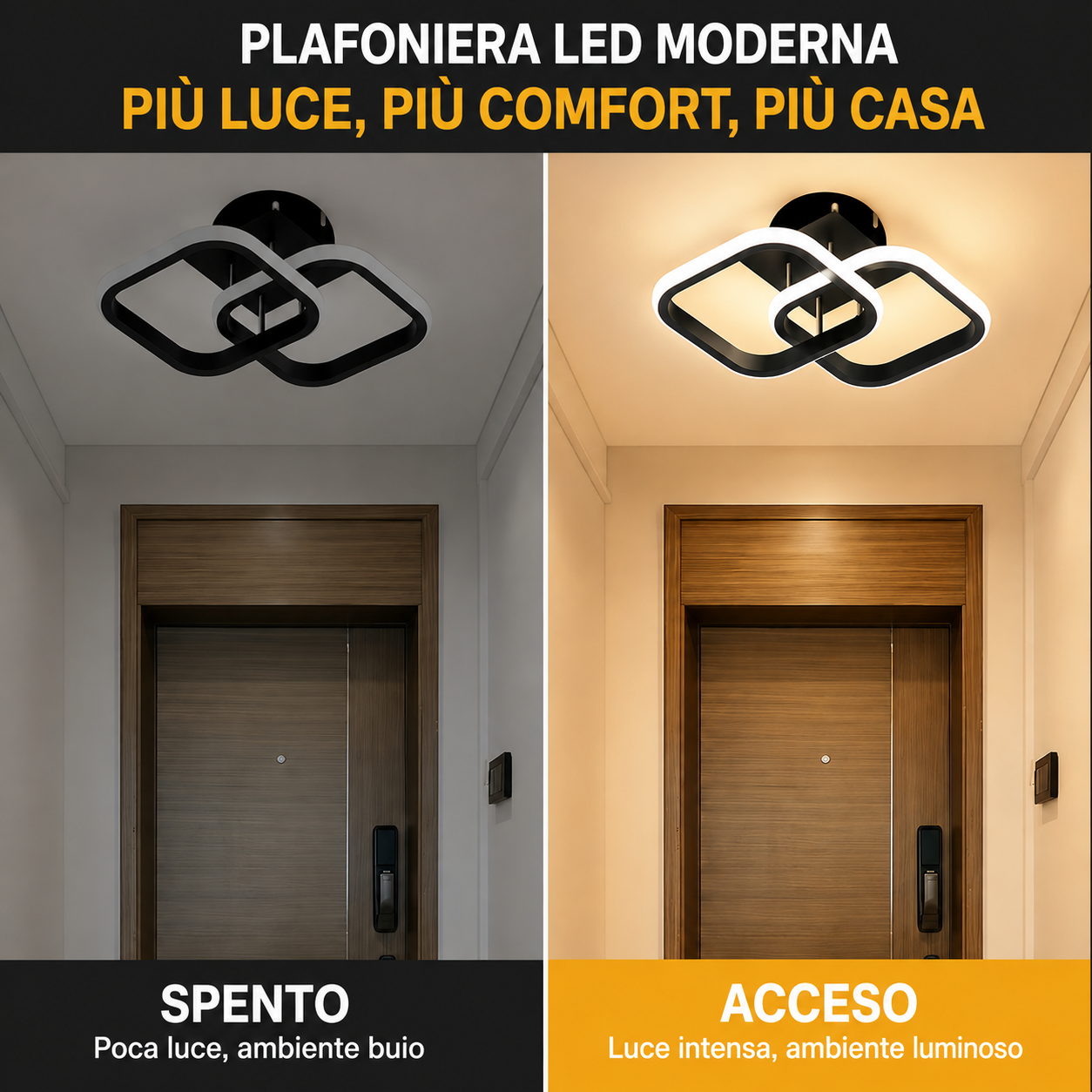 Novoora Plafoniera a Sospensione Quadrata a LED