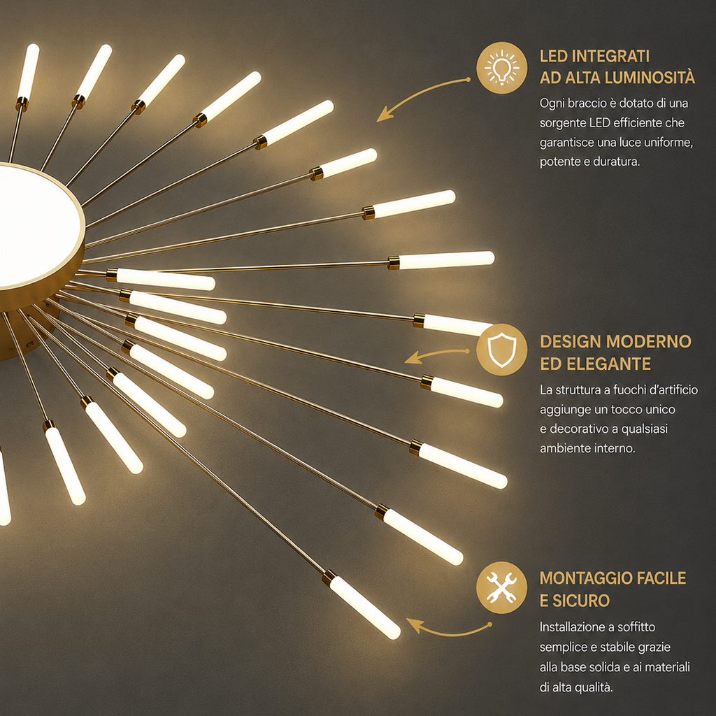 Novoora™ – Plafoniera LED Fuochi d’Artificio Moderna per Soggiorno e Camera da Letto