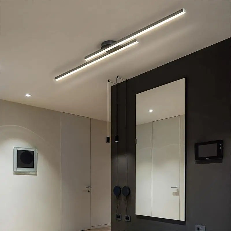 Long Aluminium LED Ceiling Light Modern Creative Design Ceiling Lamp Indoor Lighting Fixture Hallway Balcony Aisle Office Lustre