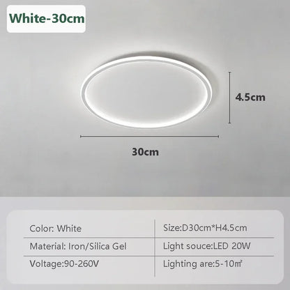 Household LED Ceiling Light 23/30/50/80CM Bedroom Living Room Study Room Super Slim Black White Gold Home Decor Lighting Fixture