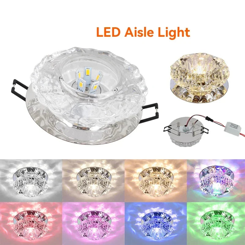 LED Crystal Lamp Embedded Ceiling Light for Home Living Room Corridor Decorative Ceiling Lamp Porch Balcony Indoor Lighting