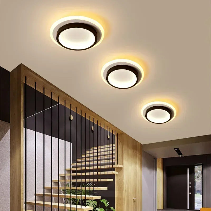 DINDALLED Modern LED Ceiling Light for Corridor Stairs Bedroom Bathroom, Round Flush Mount Chandelier Indoor Lighting Fixture,