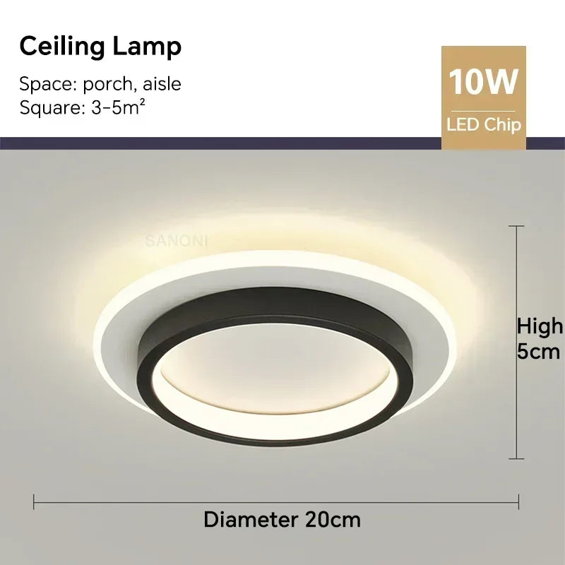 DINDALLED Modern LED Ceiling Light for Corridor Stairs Bedroom Bathroom, Round Flush Mount Chandelier Indoor Lighting Fixture,