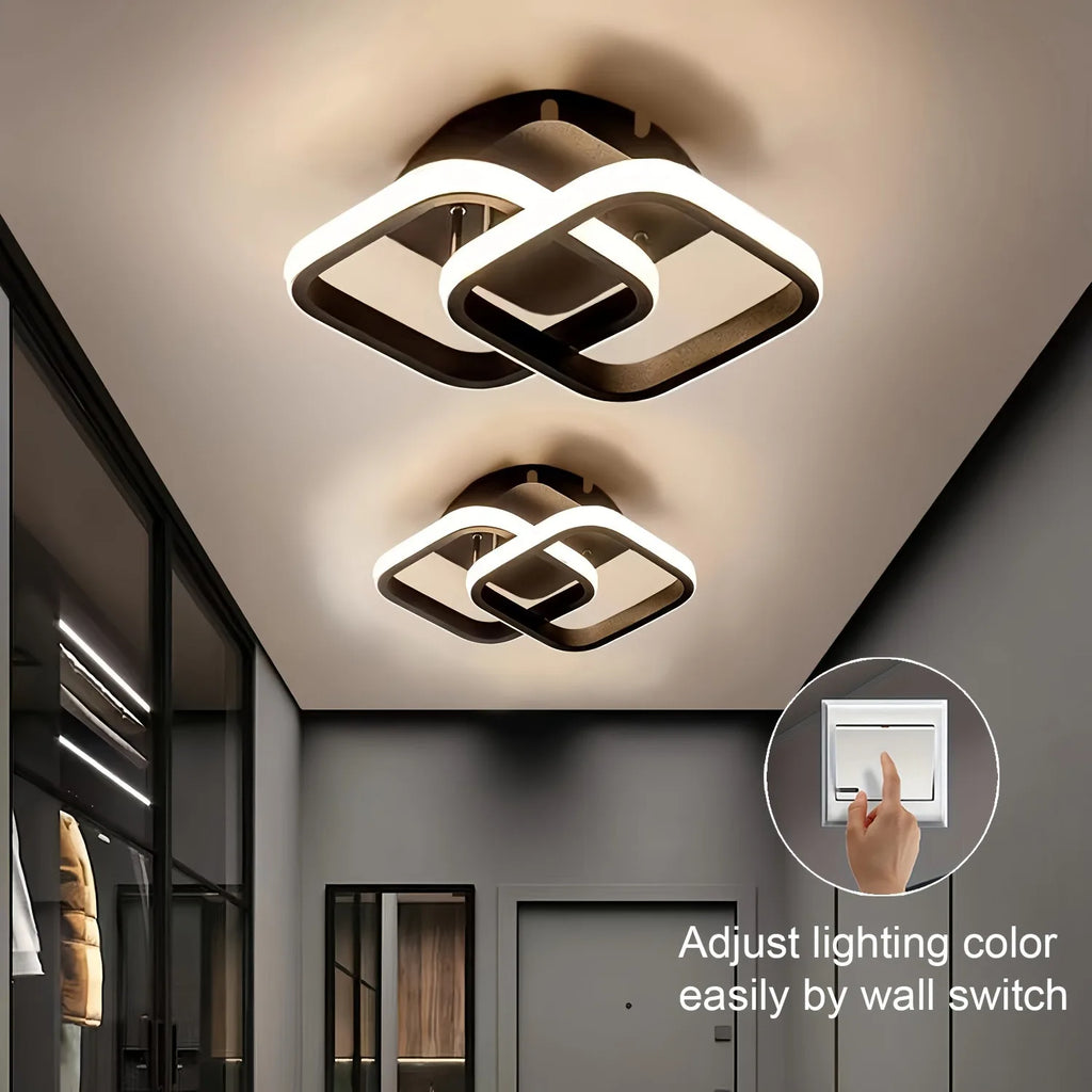 LED Ceiling Lamp Corridor Balcony Black White Indoor Chandelier Ceiling Light for Bedroom Living Room Aisle Decoration 110-220V