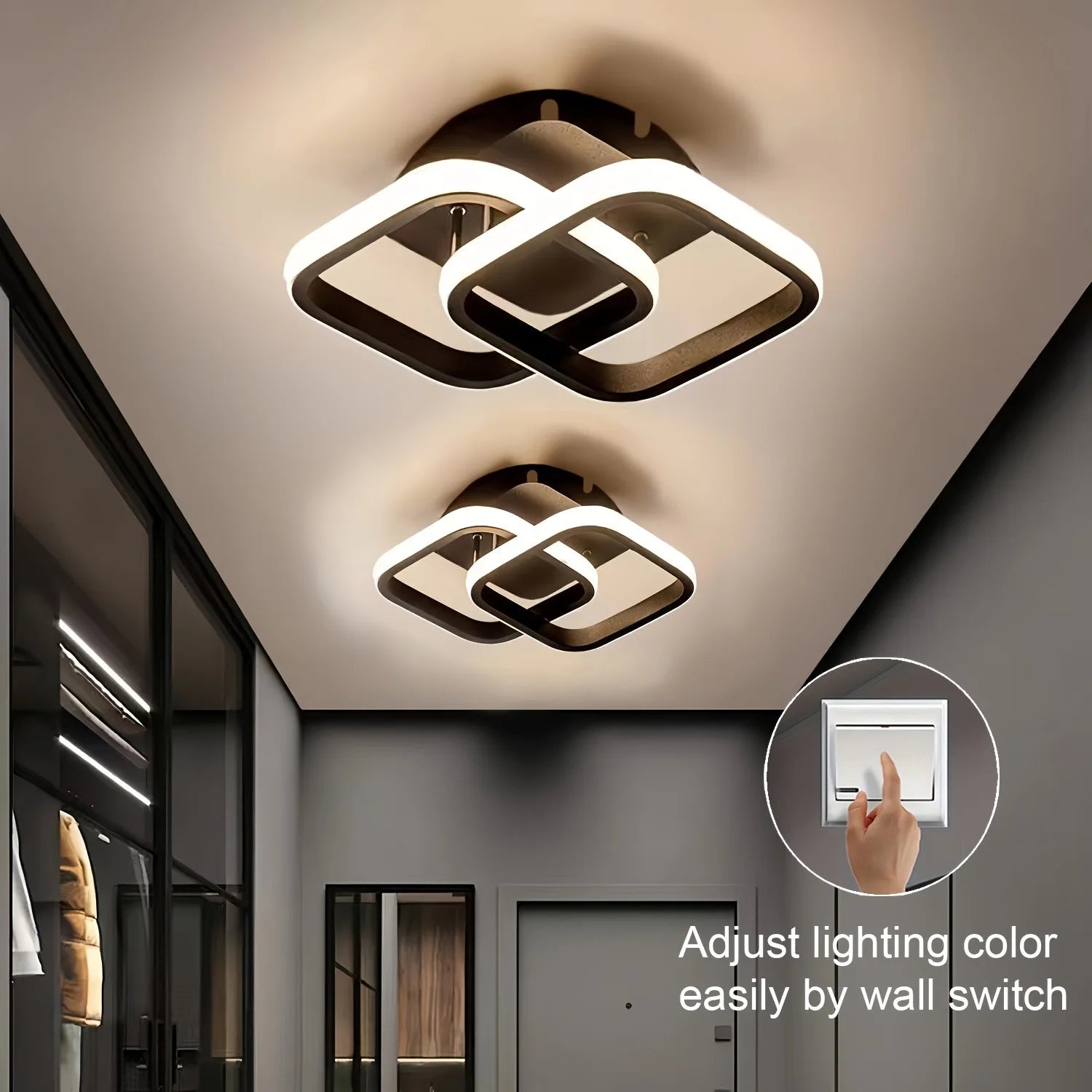 LED Ceiling Lamp Corridor Balcony Black White Indoor Chandelier Ceiling Light for Bedroom Living Room Aisle Decoration 110-220V