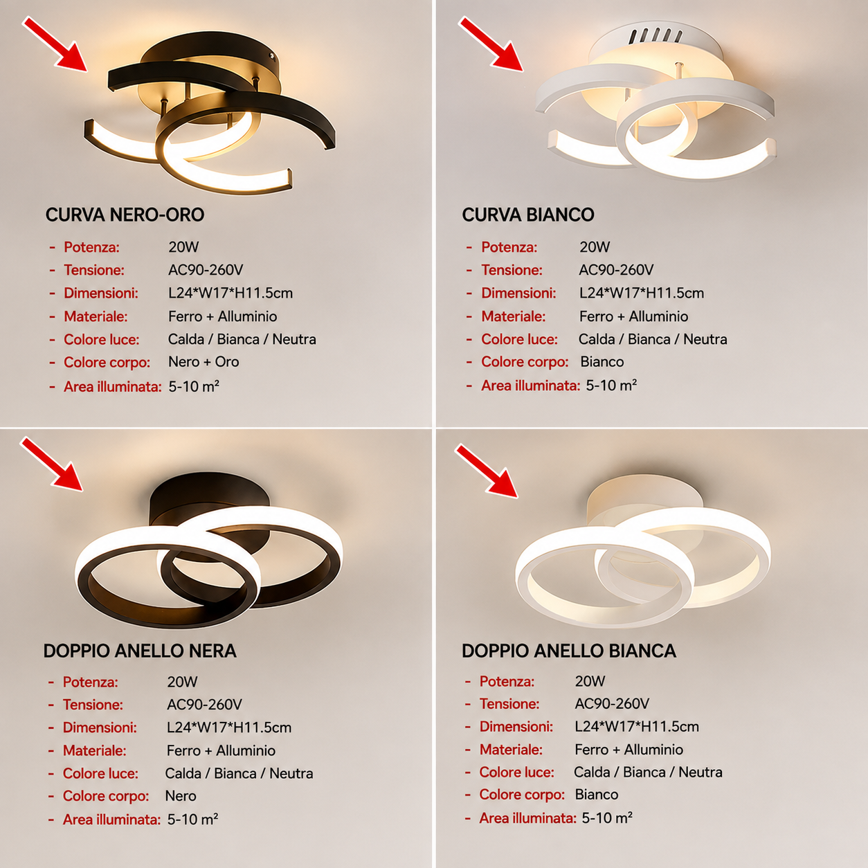 NOVOORA™ Plafoniera LED Compatta Dimmerabile